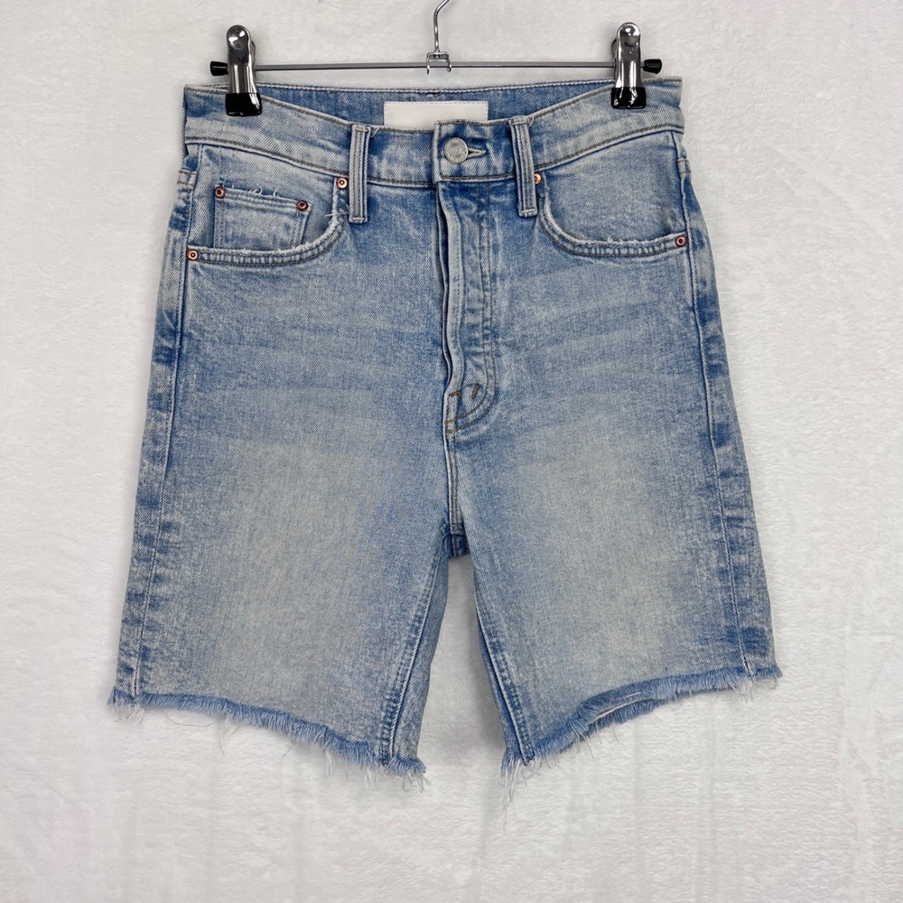 Mother Superior The Tripper Cutoff Fray Jean Shorts 24 Light Blue Denim Bermuda